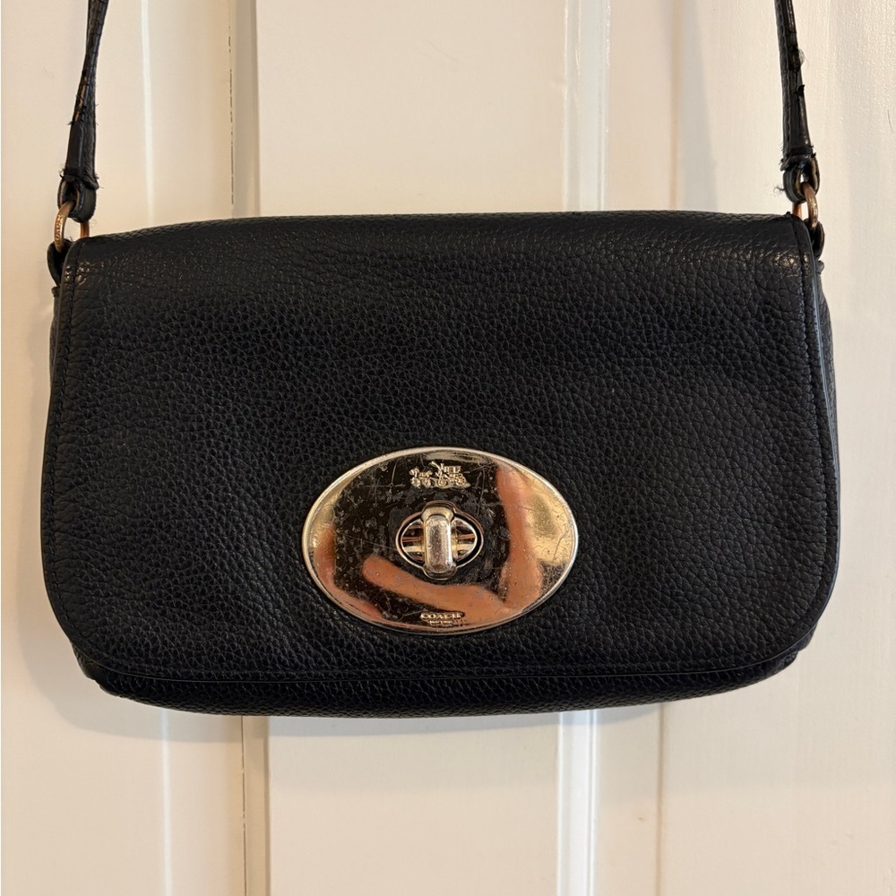 Coach Liv Pouch Crossbody Black Pebble Leather Bag